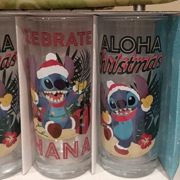 Disney Stitch Christmas glassware  Set Of 4 Juice Glasses Kitchen Drinking Glass - Picture 5 of 13